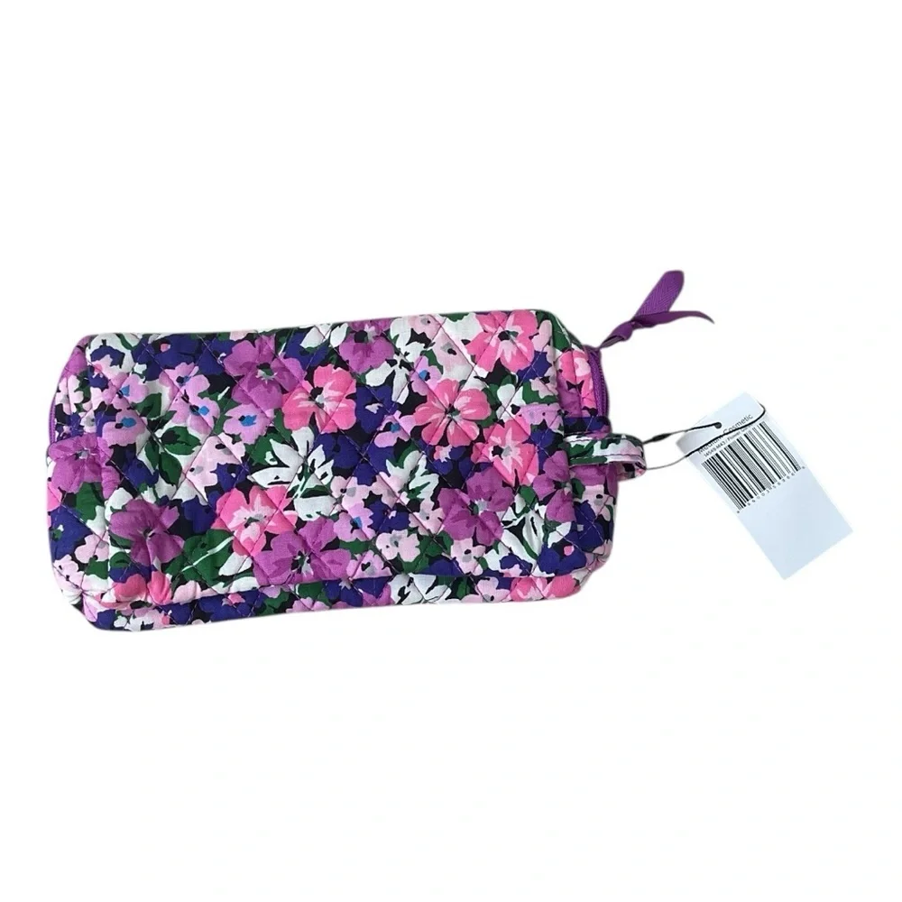 Vera Bradley Floral Cosmetic Bag NWT Quilted Makeup Pouch Purple Pink